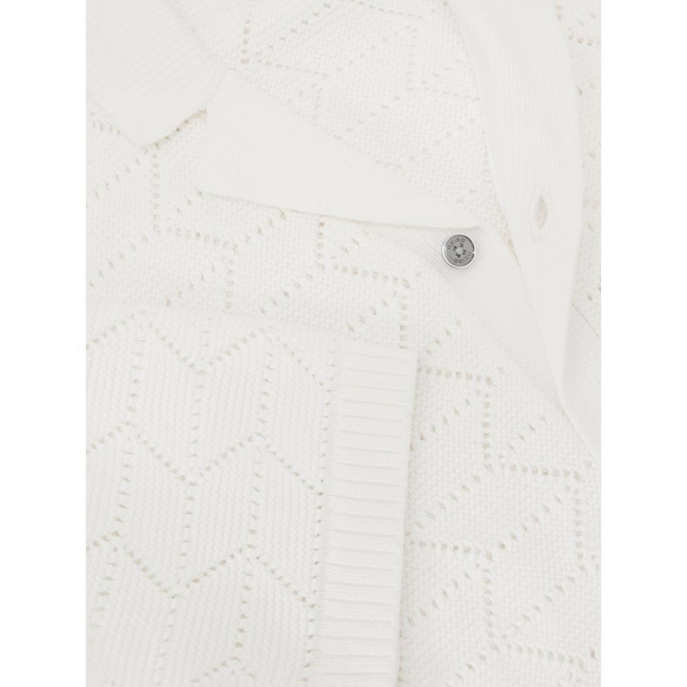 REISS Dalkeith Pointelle-Knit Cuban-Collar Shirt in White